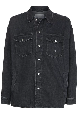 Czarna kurtka męska jeansowa Calvin Klein Jeans Oversize J30J319044 S bok z oversizowym krojem