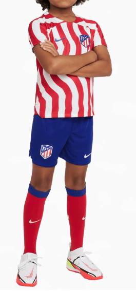 Czerwono-biały komplet piłkarski Nike Atlético Madryt DM2192101 S 104-110 cm z herbem
