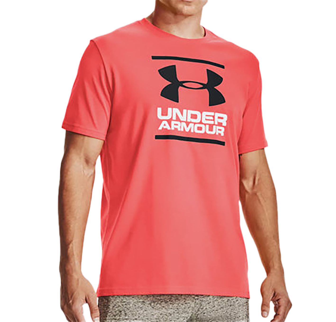 Pomarańczowa męska koszulka Under Armour Loose HeatGear 1326849690 L detal dekoltu