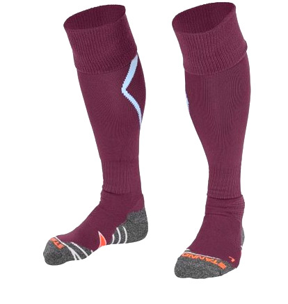 Bordowe getry piłkarskie Stanno Forza rozmiar 36-40 z antybakteryjnym wykończeniem