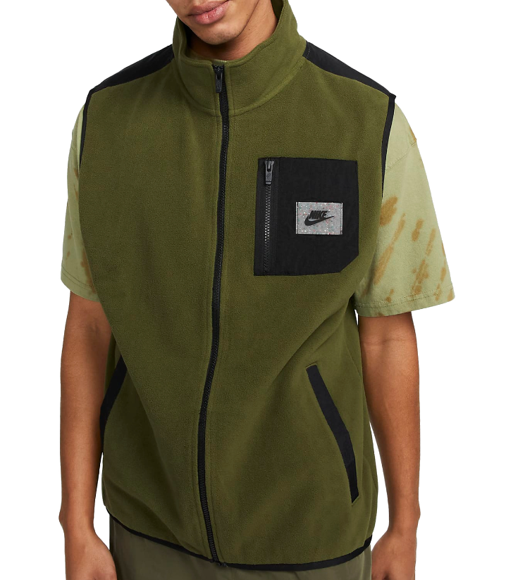 Zielona kamizelka męska Nike Therma-FIT Utility Fleece DQ5105-326 S przód z kieszonką