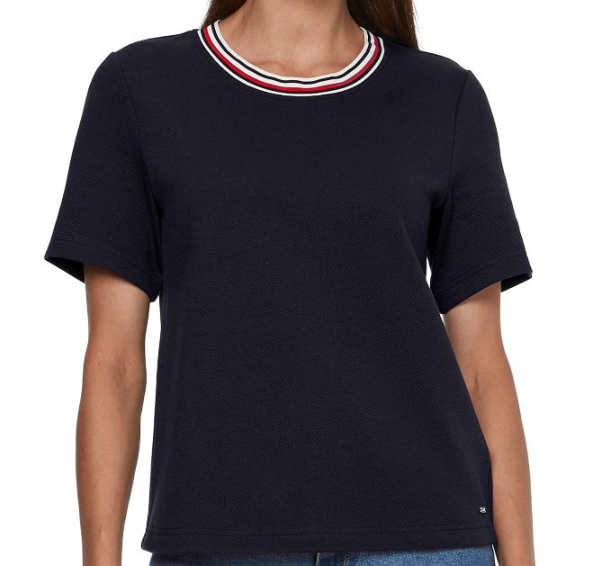 Granatowa damska koszulka Tommy Hilfiger Desert Sky WW0WW34970 M przód z dekoltem