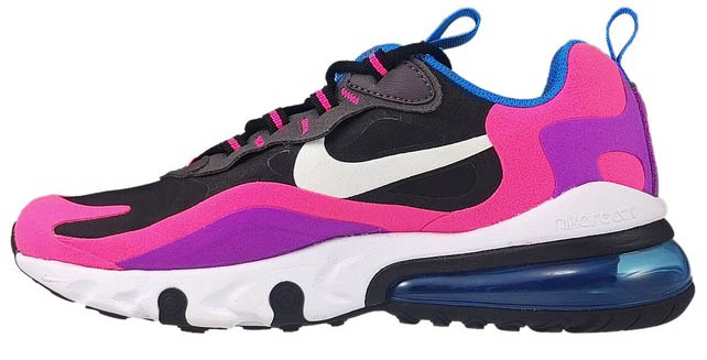 Multikolorowe (czerwony, fioletowy, czarny, niebieski, biały) młodzieżowe sneakersy Nike Air Max 270 React GS BQ0101-001 r. 38,5 z poduszką Air Max