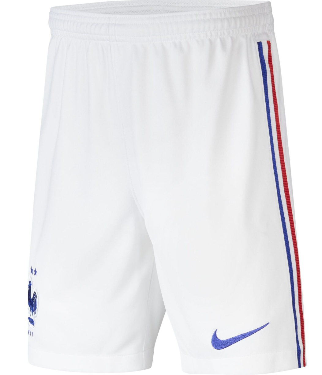 Białe spodenki juniorskie Nike France Away 2020/21 Dri-FIT CD1168-100 L z logo FFF