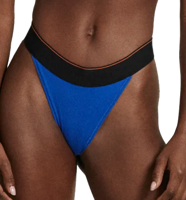 Damskie niebieskie stringi Calvin Klein Heron Preston 0040110WAE X2E S z prążkowaną fakturą