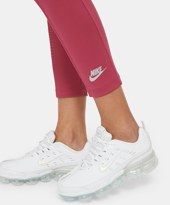 Czerwone legginsy Nike Sportswear DD3714-633 S bok z podwyższonym stanem