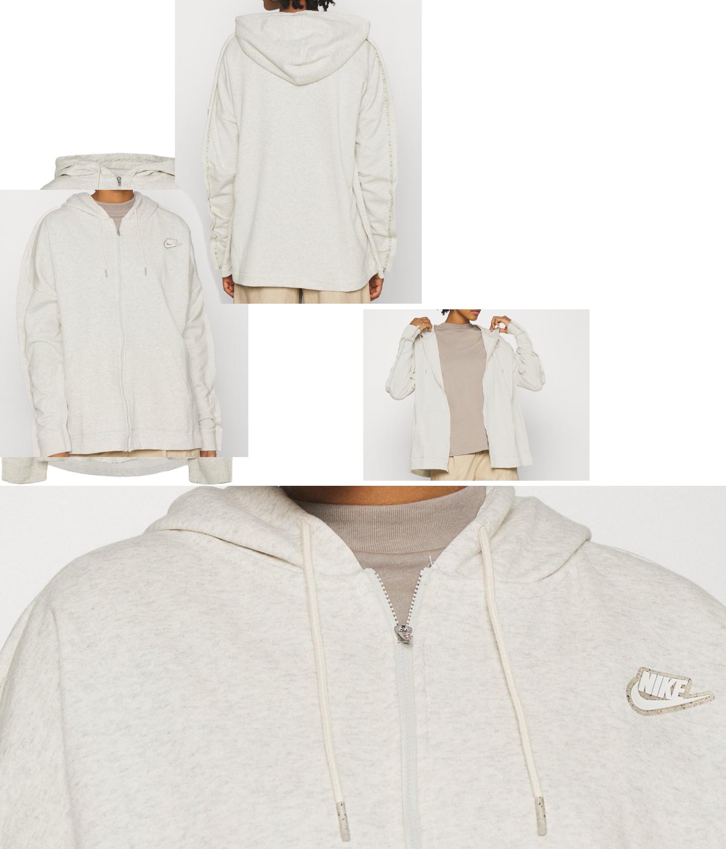 Boczny widok multikolorowej damskiej bluzy Nike Sportswear Earth Day Oversized Fit CZ8359-141 XL z kangurką