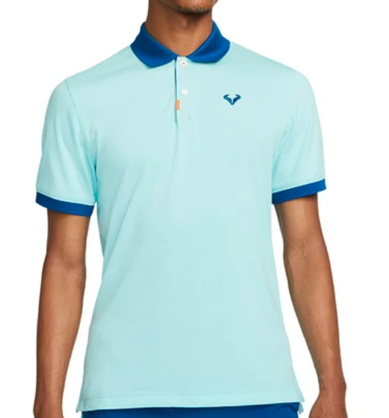 Niebieska koszulka polo męska Nike DD8532482 XS przód z logo Rafa