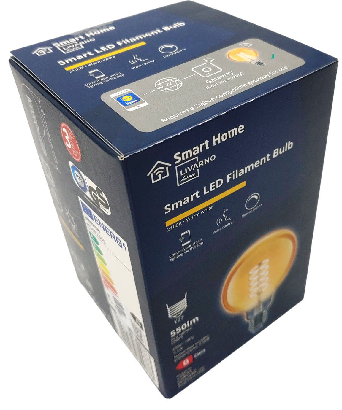 Livarno Home LED Filament Zigbee żarówka 7,1W E27 550lm detal
