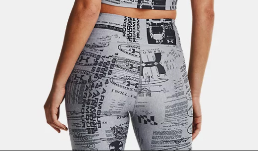 Damskie szare legginsy Under Armour HeatGear 1362610-035 SM przód z czarnym nadrukiem UA 25th Anniversary