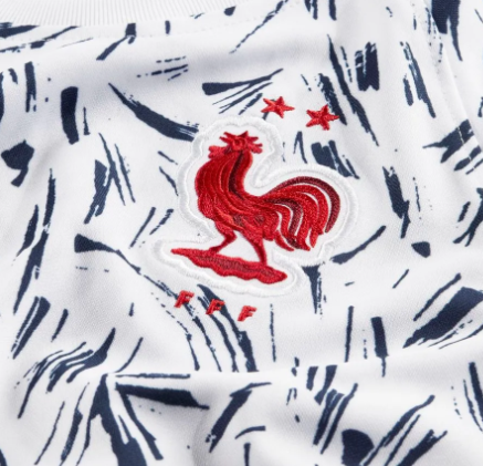 Multikolor koszulka junior Nike Francja 2020/21 CD2587100 S 128-137 cm detal z herbem