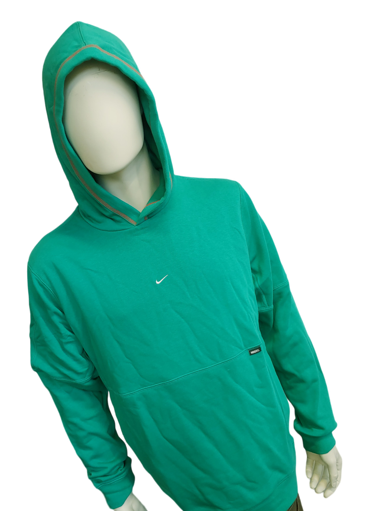 Zielona męska bluza Nike DC9024-370 S tył z elastycznymi mankietami i kieszeniami na zamek