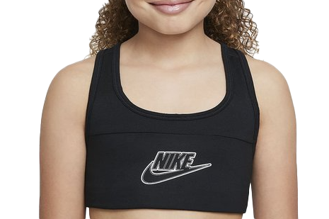 Czarny stanik dziewczęcy Nike DD7960-010 XL przód z logo Swoosh
