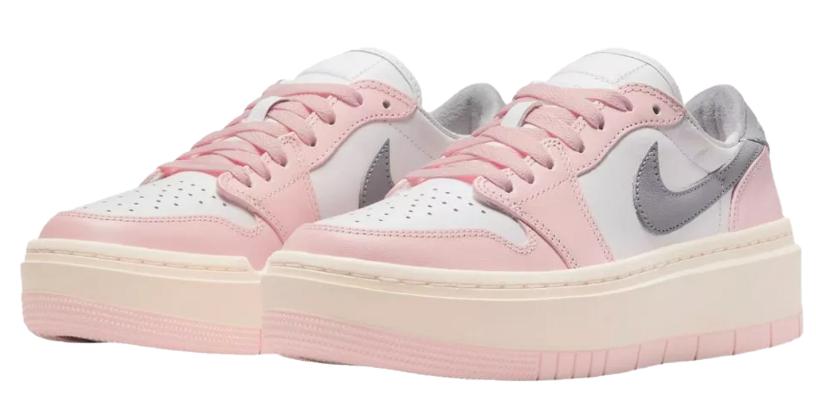 Różowe damskie sneakersy Nike Jordan Air 1 Low Elevate DH7004-600 43 przód z platformową podeszwą i skórzaną cholewką