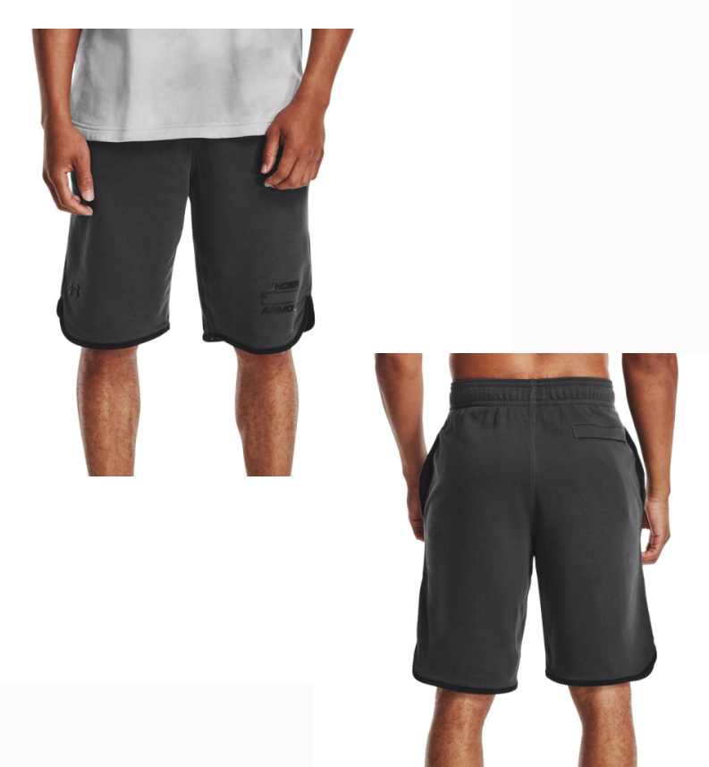 Czarne męskie spodenki Under Armour Fitted Rival Terry 1361632010 L przód z logo