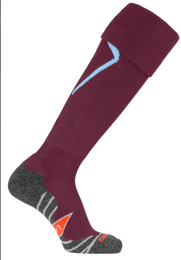 Bordowe getry piłkarskie Stanno Forza rozmiar 36-40 detal siatkowej struktury