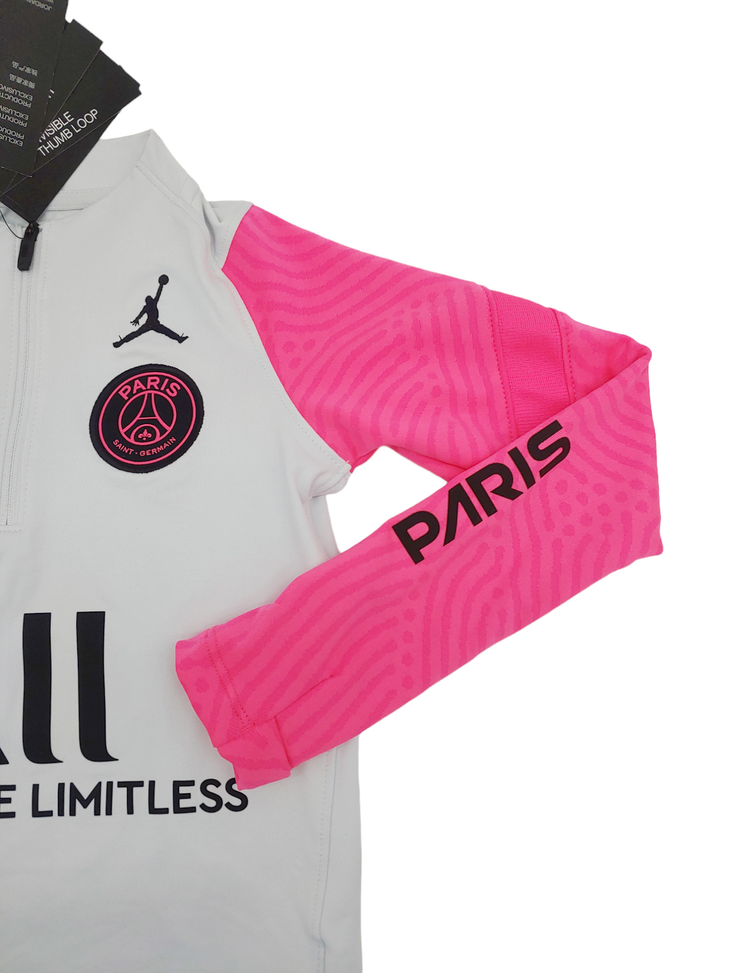 Biała i różowa bluza dziecięca Nike PSG Strike Drill Top XS 122-128 cm bok