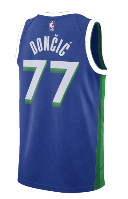 Niebieska koszulka NBA Dallas Mavericks Luka Dončić DO9590497 S detal logo Nike