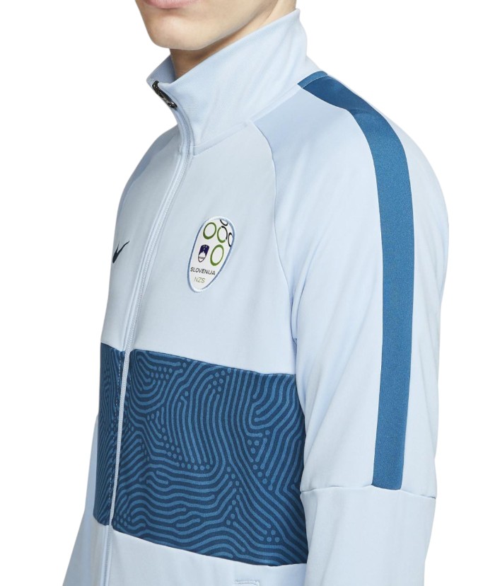 Niebieska męska bluza Nike Slovenija 2020/21 CI8373-436 M przód z wyszywanym herbem