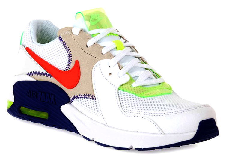 Boczny widok multikolorowych junior butów Nike Air Max Excee AMD DD4353-100 35,5 z gumową podeszwą