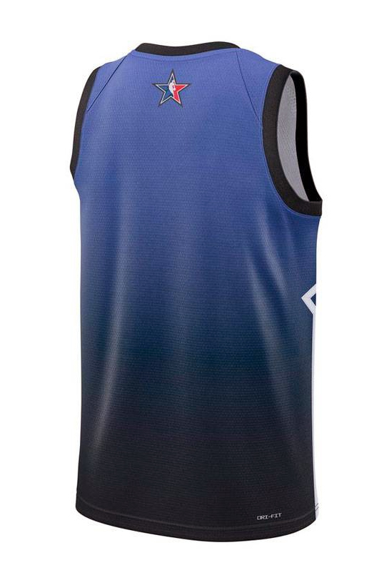 Niebieska koszulka NBA All Star 2023 DX6327500 S detal logo Nike