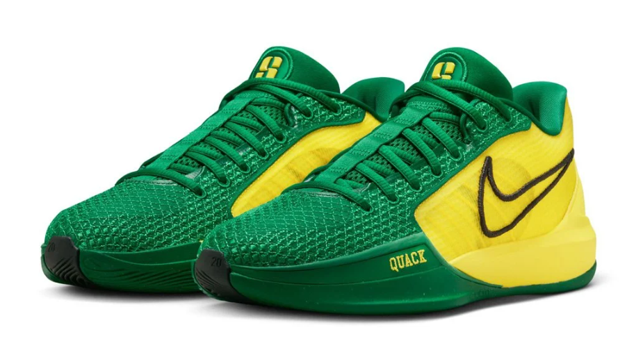 Zielono-żółte damskie sneakersy Nike Sabrina 1 The Debut FQ3381-300 48 przód z Zoom Air i opaską śródstopia