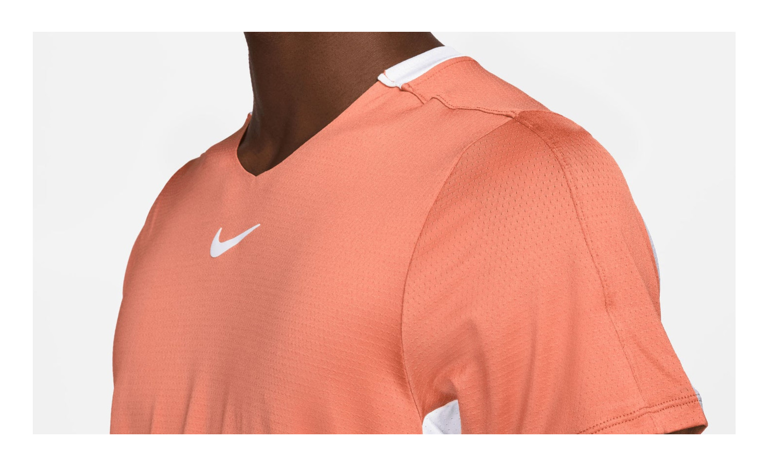 Pomarańczowa koszulka tenisowa męska Nike Advantage Crew Top L detal