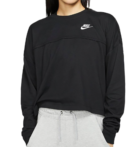Czarna bluzka damska Nike NSW Crew Jrsy XL tył z długim rękawem
