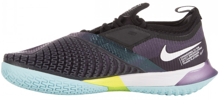 Czarno-fioletowe damskie sneakersy Nike React Vapor NXT CV0742524 r. 40 bok z przyczepną podeszwą