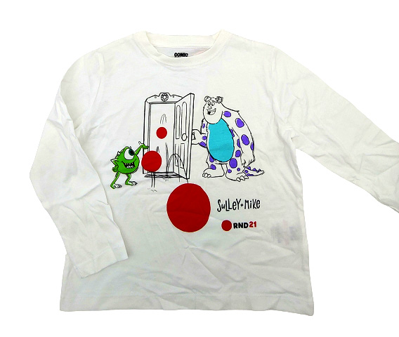 Biała dziecięca bluzka Disney Sulley & Mike 3-4 lata z długim rękawem