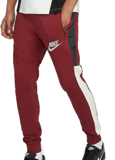 Bordowe męskie spodnie Nike Jogger Hybrid Fleece DO7232-677 L przód z elastyczną talią