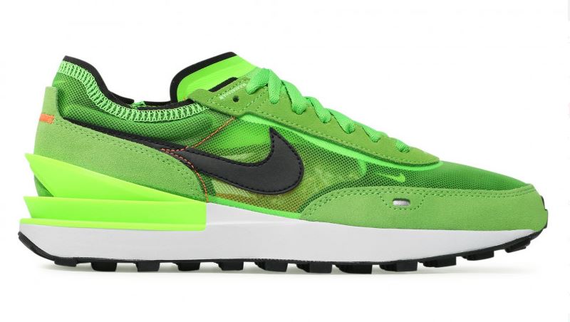 Boczny widok zielonych junior butów Nike Waffle One PS DC0480-300 34 z trwałą podeszwą