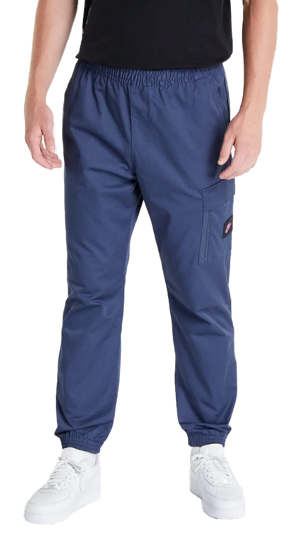 Niebieskie męskie spodnie cargo Nike DV1127437 XS przód z kieszeniami i logo Sportswear