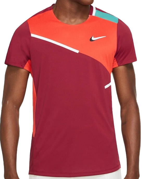 Czerwona męska koszulka Nike Court Dri-FIT Slam DD8307-690 XS przód z logo Swoosh