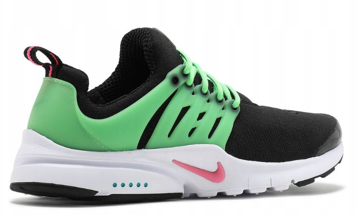 Czarno-zielone młodzieżowe sneakersy Nike Presto GS DJ5152-001 r. 38,5 bok z piankową podeszwą