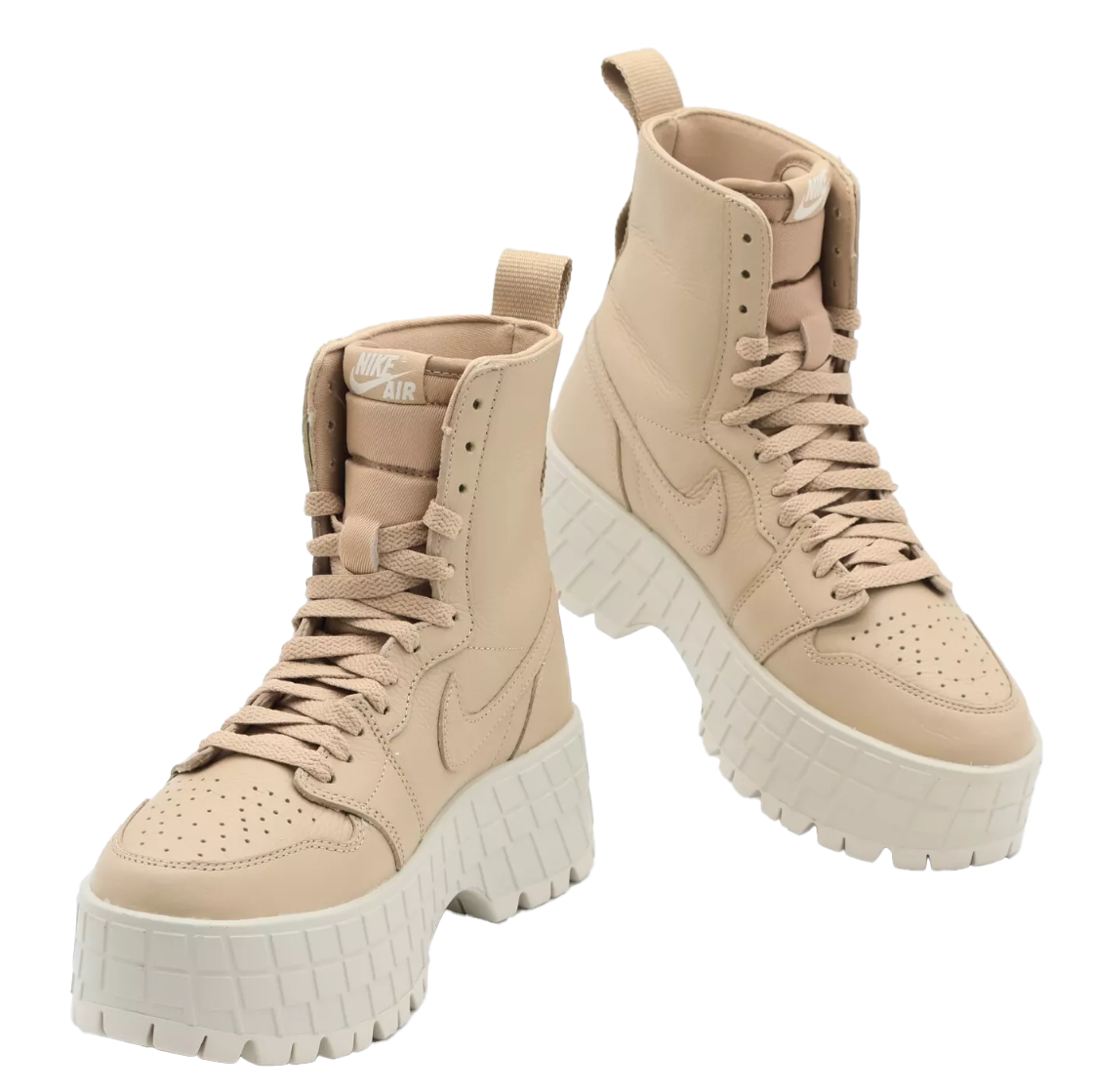 Beżowe unisex sneakersy Nike Air Jordan 1 Brooklyn FJ5737-200 44 przód ze skórą Legend Brown