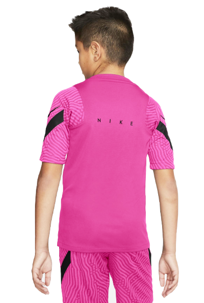 Różowa koszulka treningowa junior Nike Strike BV9458-639 S 128-137 cm detal z materiałem Nike Breathe
