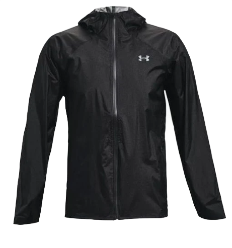 Czarna męska wiatrówka Under Armour Impasse Rain Storm 1360416-001 L przód z kapturem