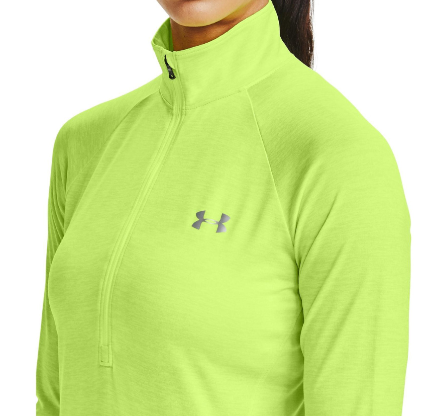 Zielona koszulka damska Under Armour 1320128291 SM detal logo i zamka