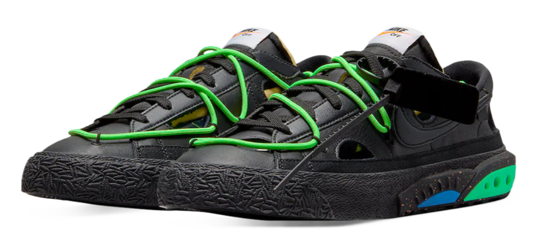 Czarno-zielone unisex buty Nike Blazer Low DH7863-001 42 przód ze skórzaną cholewką