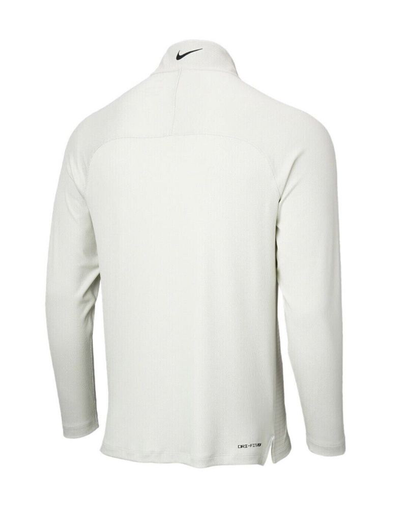 Biała bluza męska Nike DH0982100 S przód z zamkiem 1/4 i logo Dri-FIT