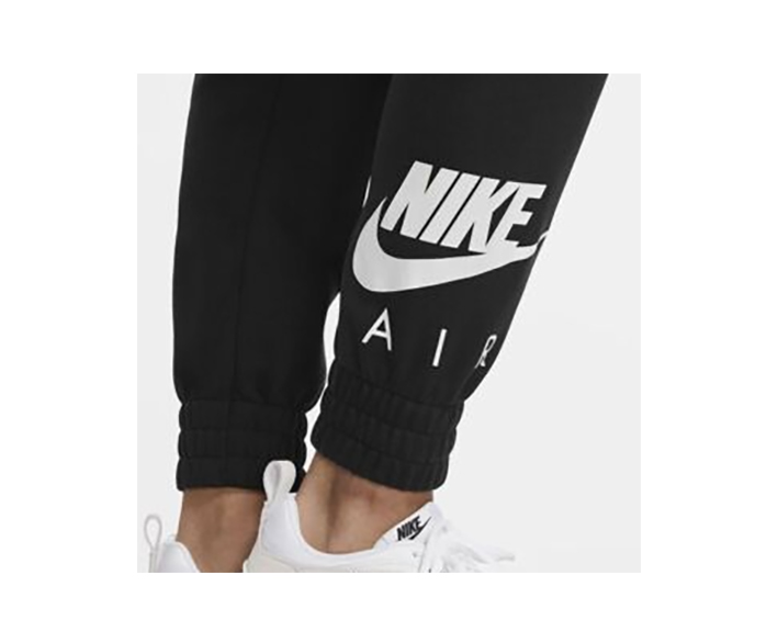Damskie czarne spodnie Nike NSW Joggers Fleece 7/8 DM1773-010 3X bok z logo Swoosh