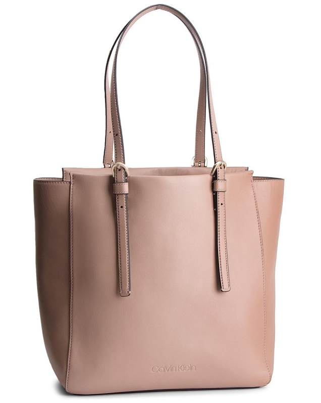 Beżowa torebka Calvin Klein A4 Shopperka z logo CK