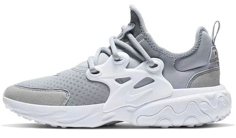 Szare młodzieżowe sneakersy Nike React Presto GS BQ4002-002 r. 36,5 z białą podeszwą
