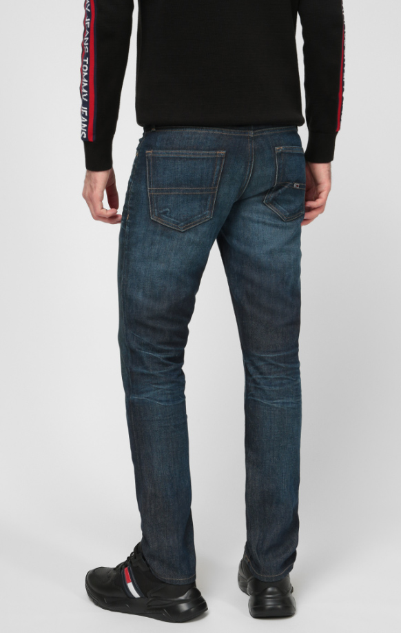 Granatowe jeansy męskie Tommy Jeans Scanton Slim DM0DM09298 30/34 bok z kieszenią