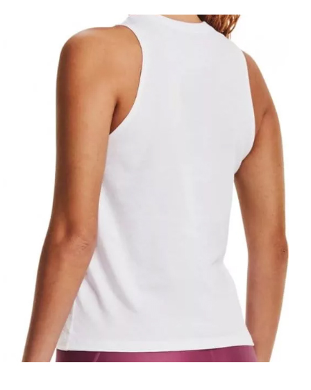 Biały damski top Under Armour Sportstyle 1356297-100 SM tył z luźnym krojem