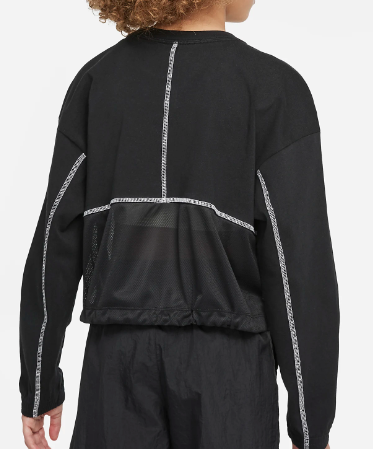 Czarna bluzka dziewczęca Nike Sportswear DO7176-010 M+ z długim rękawem