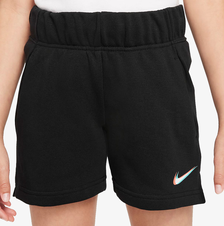 Czarne junior spodenki Nike Sportswear DM4693-010 XL dla dziewcząt przód z elastycznym pasem