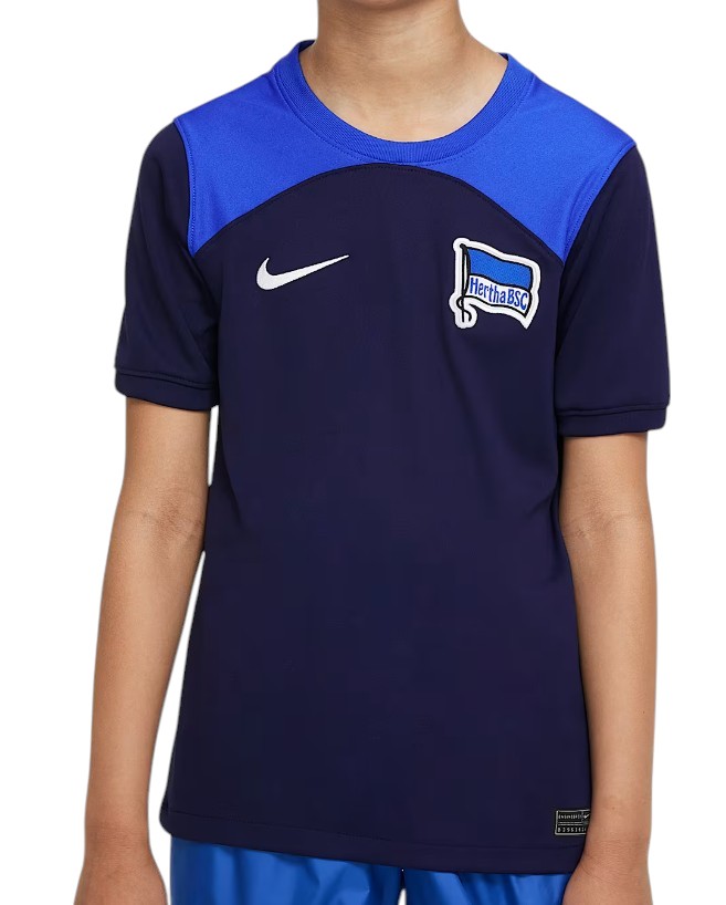 Niebieska junior koszulka Nike Hertha BSC 2022/23 Stadium DM2182-498 L dla chłopców przód z Dri-FIT
