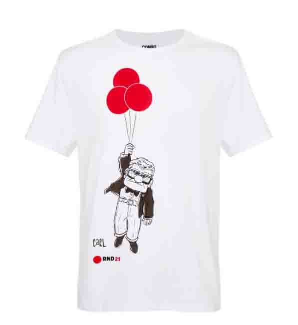 Biała koszulka damska Disney XS z nadrukiem Carl Fredricksen przód